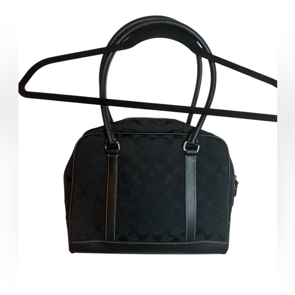 Coach Black Signature C Print Canvas Leather Satchel Bag - Picture 1 of 9